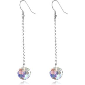 Fiklon Sparkly Disco Earrings for Women Girls Party Prom Glass Crystal Aurora Boreale Drop Dangle Earrings Disco Jewelry Glitter Faceted Ball Beads Earrings Dangling 925 Sterling Silver Hypoallergenic Earring in Kuwait