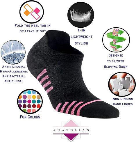 Women’s Low Cut Ankle Socks with back Heel Tab Natural Comfort Fit Thin Athletic Performance 6 pair sock pack in Saudi Arabia