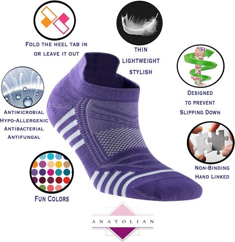 Women’s Low Cut Ankle Socks with back Heel Tab Natural Comfort Fit Thin Athletic Performance 6 pair sock pack in Saudi Arabia