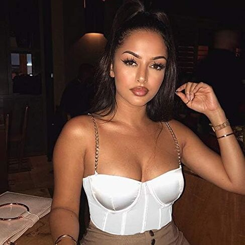 ANKOMINA Women Sexy Mesh Bustier Crop Top Backless Chain Straps Push Up Padded Corset Top Bra for Party Club Rave Outfit in Saudi Arabia