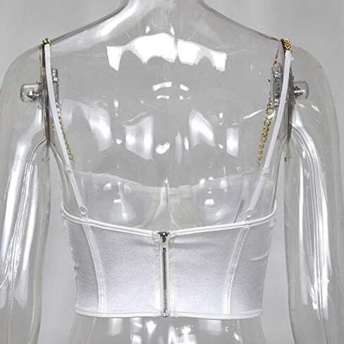 ANKOMINA Women Sexy Mesh Bustier Crop Top Backless Chain Straps Push Up Padded Corset Top Bra for Party Club Rave Outfit in Saudi Arabia