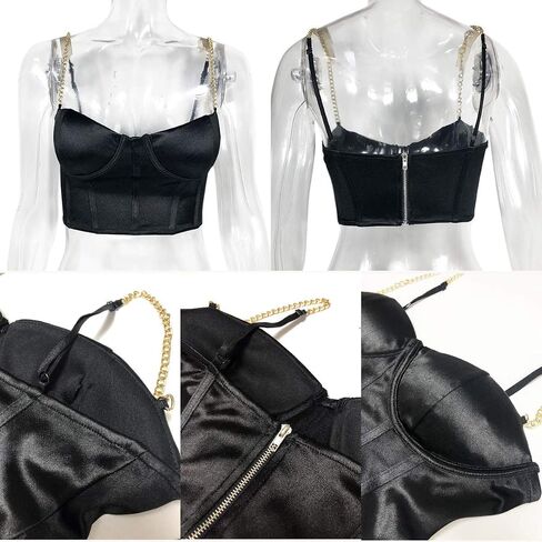ANKOMINA Women Sexy Mesh Bustier Crop Top Backless Chain Straps Push Up Padded Corset Top Bra for Party Club Rave Outfit in Saudi Arabia