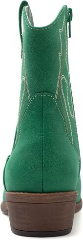 أحذية ANJOUFEMME الغربية للسيدات من رعاة البقر راعية البقر، أحذية طويلة بطول الكاحل مطرزة بمقدمة مستديرة in Kuwait