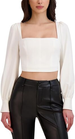 BCBGeneration Women's Long Puff Sleeve Square Neck Top in Saudi Arabia