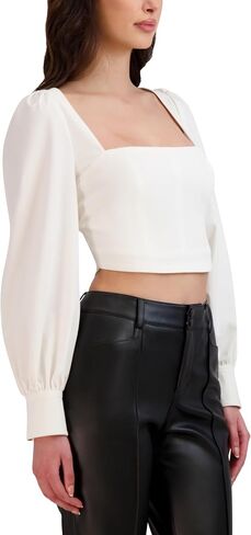 BCBGeneration Women's Long Puff Sleeve Square Neck Top in Saudi Arabia