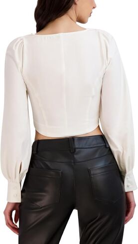 BCBGeneration Women's Long Puff Sleeve Square Neck Top in Saudi Arabia