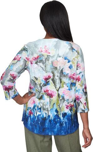 Alfred Dunner Women's Abstract Border Garden Print Top Size L Multi in Saudi Arabia