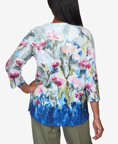 Alfred Dunner Women's Abstract Border Garden Print Top Size L Multi in Saudi Arabia
