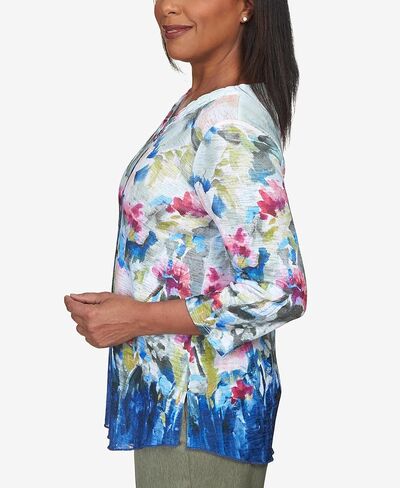 Alfred Dunner Women's Abstract Border Garden Print Top Size L Multi in Saudi Arabia