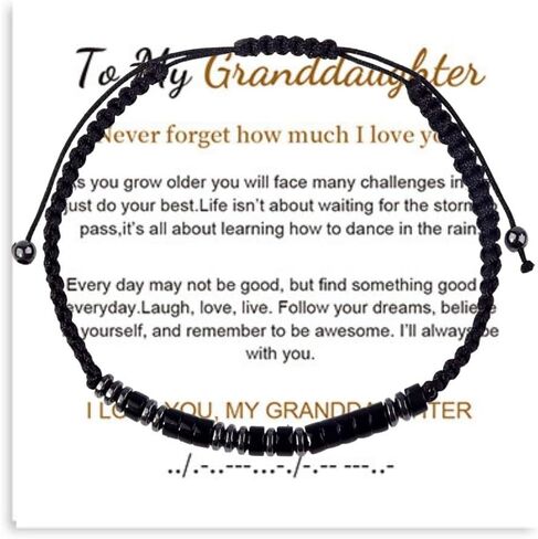 To My Son/Grandson Bracelet, Morse Code Bracelets with Warm Message Card I Love You for Men Boy Women Girl Daughter, Adjustable Obsidian Braided Inspirational Love Bracelets, Meaningful Gifts in Saudi Arabia