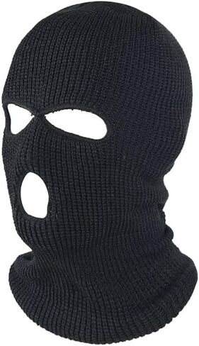 3 Hole Ski Mask Black Balaclava Full Face Mask Black Ski Mask for Men Ski Mask Black Knitted Ski Mask Balaclava Face Mask Men Baklava Basks for Party in Saudi Arabia