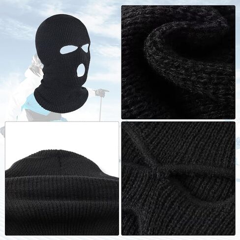 3 Hole Ski Mask Black Balaclava Full Face Mask Black Ski Mask for Men Ski Mask Black Knitted Ski Mask Balaclava Face Mask Men Baklava Basks for Party in Saudi Arabia