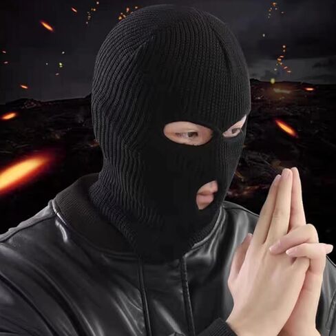 3 Hole Ski Mask Black Balaclava Full Face Mask Black Ski Mask for Men Ski Mask Black Knitted Ski Mask Balaclava Face Mask Men Baklava Basks for Party in Saudi Arabia