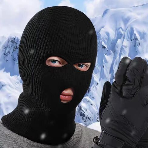 3 Hole Ski Mask Black Balaclava Full Face Mask Black Ski Mask for Men Ski Mask Black Knitted Ski Mask Balaclava Face Mask Men Baklava Basks for Party in Saudi Arabia