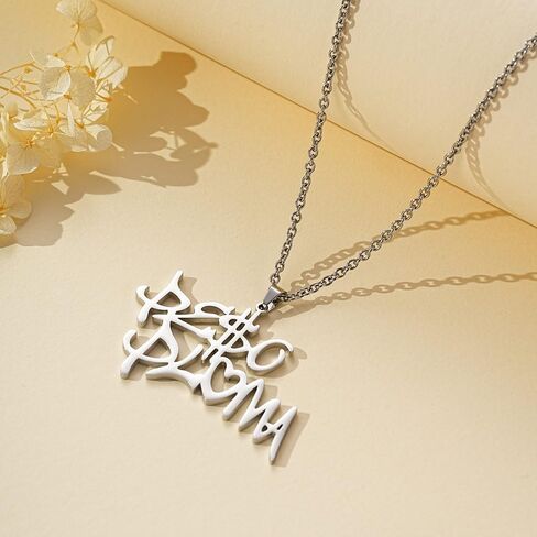 UMODE Large Rapper Peso Signature Necklace White Gold Plated Outfit Jewelry Merch Gifts for Women Men Fans in Kuwait