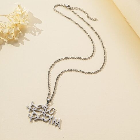 UMODE Large Rapper Peso Signature Necklace White Gold Plated Outfit Jewelry Merch Gifts for Women Men Fans in Kuwait