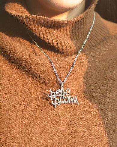 UMODE Large Rapper Peso Signature Necklace White Gold Plated Outfit Jewelry Merch Gifts for Women Men Fans in Kuwait