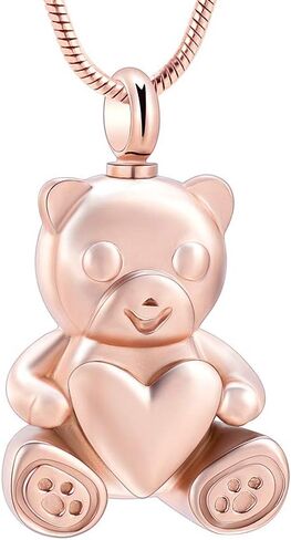 Cremation Jewelry - Teddy Bear Urn Necklace for Men Women with Mini Keepsake Urn Memorial Ash Jewelry in Saudi Arabia