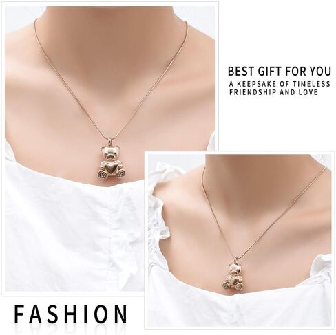 Cremation Jewelry - Teddy Bear Urn Necklace for Men Women with Mini Keepsake Urn Memorial Ash Jewelry in Saudi Arabia