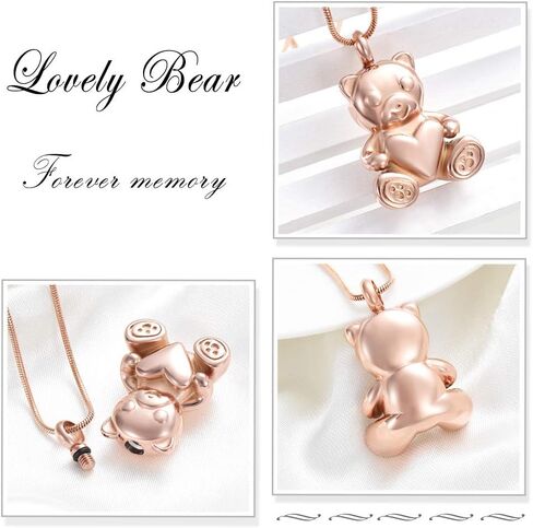 Cremation Jewelry - Teddy Bear Urn Necklace for Men Women with Mini Keepsake Urn Memorial Ash Jewelry in Saudi Arabia