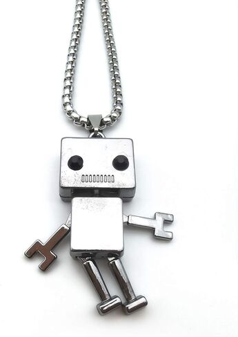 Tiny Cute Robot Necklace for Men, Movable Robot Pendant Necklace with 27.6" Chain, Punk Rock Robot Amulet Necklace, Hip Hop Necklace, Cool Jewelry Gift for Men Boys in Saudi Arabia