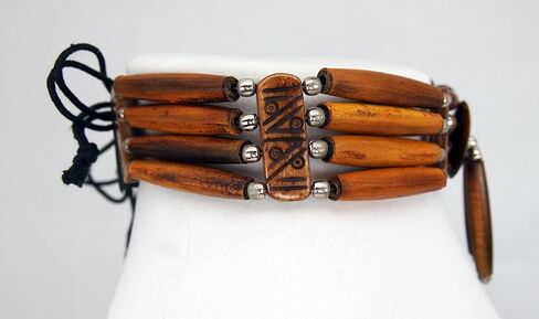 outROAR Gear Choker Necklace Four Row Woody Brown Bone Hairpipe in Kuwait