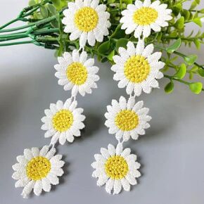 White Daisy Lace Trim 1 Yard DIY Craft Handmade Embroidered Beautiful Headwear Decor Ribbon，Trim and Embellishments，Sewing Lace