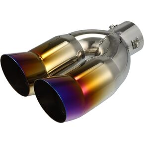 uxcell Stainless Steel Double Outlet Car Muffler Tail Tip for 1.6"-2" OD Exhaust Pipe