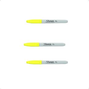 Sharpie Permanent Markers, Fine Point, 3-Count (Yellow)
