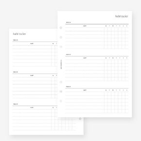 A5 Habit Tracker Planner Insert Agenda Refill for Filofax A5, Kikki K Large, LV GM sized 6 ring agendas, 5.8 x 8.3