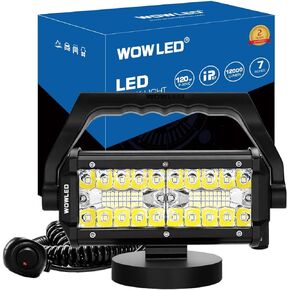 مصباح عمل LED محمول من WFPOWER مع قاعدة مغناطيسية، 120 وات فائق السطوع مقاوم للماء وأضواء موضعية، مصابيح ضباب لإضاءة موقع العمل لسيارات الدفع الرباعي والقوارب والشاحنة والتخييم في الهواء الطلق وإصلاح أضواء الطوارئ