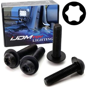 iJDMTOY 4-Set OEM Spec 1.5-Inch Extra Long M8 Torx Screws w/Washers Compatible with Jeep Wrangler JK JL Installing LED Pods, LED Light Bar On Windshield A-Pillar, Hinge, Hood, Side Door, Bumper, etc