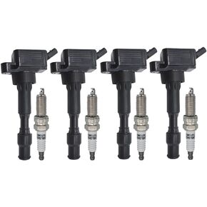 Ignition Coil Iridium Spark Plugs Set of 4pcs UF816 Compatible with Hyundai Kia Elantra Sonata Kona Forte Optima Soul 2.0L