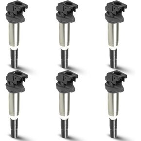 6PCS Ignition Coil Pack Compatible with BMW 325Ci 328i 330Ci 335i 525i 528i 530i 535i 545i 745Li X3 X5 M5 M6 Z4 3.0L 4.4L V8, Replace for UF592 C1638 0221504470 00044, Black