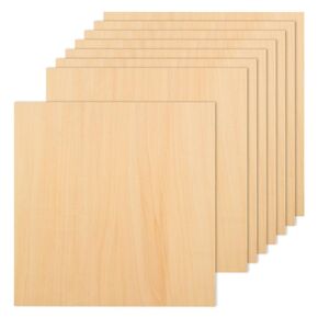 8 Pieces 1/4 x12 x12 Basswood Sheets Craft Wood Thin Unfinished Basswood Sheets Plywood Sheet for Arts and Crafts, Painting, Wood Engraving, Wood Burning, Laser, Architectural Models