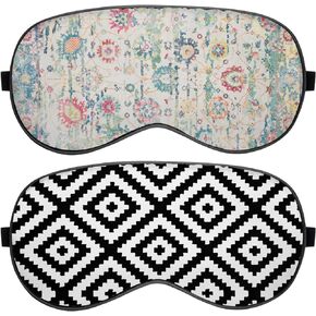 2 PCS Sleep Mask Silk Eye Mask with Adjustable Strap for Sleeping EyeShade Cover Soft Cute Aesthetic for Women Men Airplane Travel Nap-Spots Cowhide