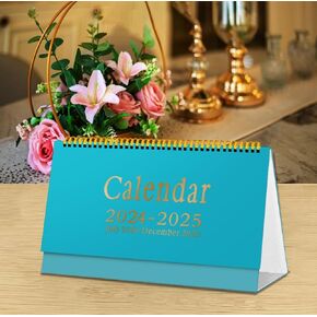 Small Desk Stand Calendar 2024-2025, Horizontal Desktop Calendar,Jul.2024 to Dec. 2025 Standing Spiral Flip Calendar 9.8x 5.7" Monthly Schedule for Office School Home Classroom (Black)