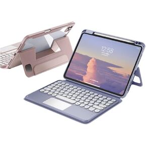 Vertical iPad Air6 (11inch)/iPad Air5/Air4 Keyboard Case with Pencil Holder,Trackpad Keyboard with Detachable Magnetic Clear Shell for Pro11(2022/2021/2020),Sky Blue