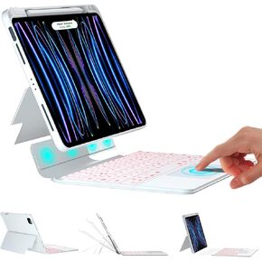 حافظة لوحة مفاتيح Touchpad لجهاز iPad Pro 11 وiPad 10.9 Air 5th و4th (وليس لل10 10.9)، لوحة مفاتيح بإضاءة خلفية لاسلكية BT 7 ألوان مع لوحة تتبع، غطاء نحيف قابل للتعديل متعدد الرؤية مع حامل قلم in Kuwait