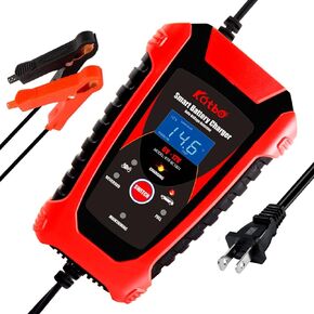 KATBO Battery Charger 12V 6A 6 Volt 2A Trickle Battery Charger Maintainer Float Charger for Motorcycle Car Boat Marine Lawn Mower ATV Toy Lead Acid,AGM, Gel,STD,SLA (Yellow)