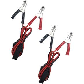 SAE to Aligater Clips 2 Pack - 2FT Battery Charger Clamp Trickle Charger Extension Cable 12V-24V Quick Disconnect Extension Cord 2 Feet 15A Alligator Clip for Pump Motorcycle Car Battery Solar Panels