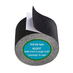 YouOKLight Anti Slip Tape, Heavy Duty Non Slip Tape, Waterproof Strong Traction Anti Slip Grip Tape, 80 Grit Safety Walk Tape, Grip Tape for Stairs, Indoor and Outdoor Used, 2 Inch x 32.8 Ft, Black