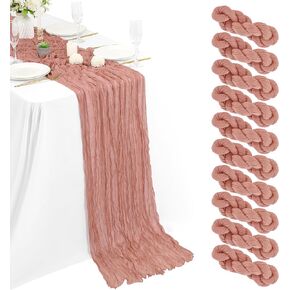 5 Packs Cheesecloth Table Runner Baby Blue, 35x120 inch Light Blue Rustic Gauze Boho Wedding Table Runner Decoration, Wedding Table Decor Table Cloth for Wedding Party Bridal Shower Table