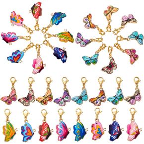 BEEFLYING 16Pcs Stitch Markers for Knitting Crochet Alloy Enamel Removable Crochet Stitch Marker Charms with Lobster Claw Clasps for Knitting Weaving Sewing Quilting Handmade Jewelry (Bee)