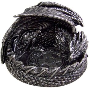Silver Toned Metallic Resin Sleeping Dragon Coin Ash Tray, 4 3/4 Inch in Kuwait