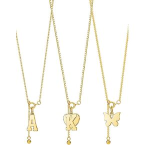 Gold Necklace for Women/Hypoallergenic 316L Detachable Pendant Initial A K/Heart/Butterfly Necklace Set/Women Stainless Steel Fashion 18K Gold Plated Jewelry 7Pieces