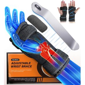 Carpal Tunnel Wrist Brace with Magnetic Therapy Pad, Extra-Long Adjustable Strap Wrist Support Splint Fits Both Left Right Hand, Hand Brace Night Support for Arthritis Tendonitis Pain Relief