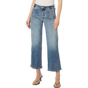 KUT from the Kloth Charlotte High-Rise Wide Leg Front Patch Pockets in Advised - Jeans for Women - Cotton