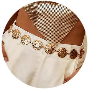 Boho Gold Chain Belt Multi Disc Waist Chain Coin Waist Belly Chain Beach Bikini Body Waist Chain for Women and Girls