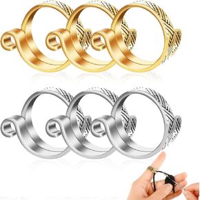 Aster 6 Pcs Crochet Tension Rings, Adjustable Knitting Crochet Loop Ring, Metal Open Crochet Yarn Tension Ring for Finger, Knitting Accessories for Mother Grandma Presents(Gold & Silver)